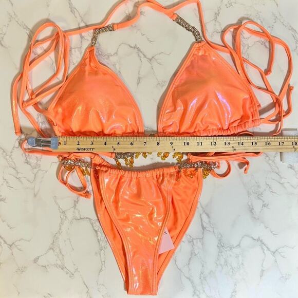 MODA MINX MAGIC IN MAKO WRAP TRIANGLE XL & RUCHED TIE SIDE BIKINI BOTTOMS L $79 - Picture 12 of 14